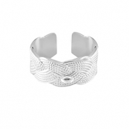 Roestvrij stalen (RVS) Stainless steel ringen met oogje Zilver