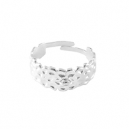 Roestvrij stalen (RVS) Stainless steel ringen met oogje Zilver