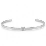 Birthstones bangle met setting Stainless Steel (RVS) voor SS16 flat back Silver