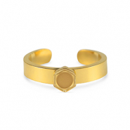 Birthstones ring met setting Stainless Steel (RVS) voor SS16 flat back Gold