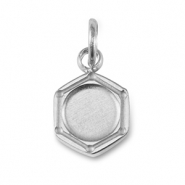 Birthstones bedel met setting Stainless Steel (RVS) voor SS16 flat back Silver