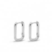 Onderdelen DQ metaal oorbellen creolen ovaal Zilver (nikkelvrij)