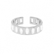 Roestvrij stalen (RVS) Stainless steel ringen crystal Zilver
