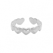 Roestvrij stalen (RVS) Stainless steel ringen hart Zilver