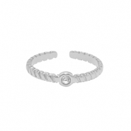 Roestvrij stalen (RVS) Stainless steel ringen crystal Zilver