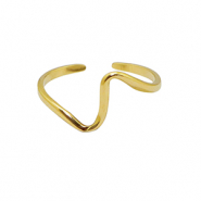 Roestvrij stalen (RVS) Stainless steel ringen wave Goud