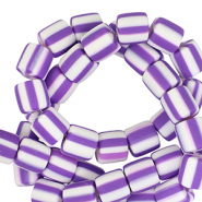 Polymeer kralen 6mm White-purple