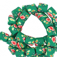 Polymeer kralen 6mm flower Green-multicolour