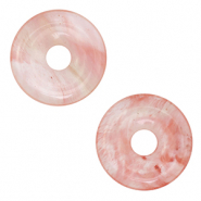 Natuursteen hangers glas donut 20mm Pink-transparent
