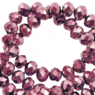 Top Facet kralen 4x3mm disc Magenta pink-pearl shine coating