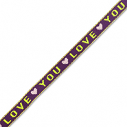Lint met tekst "love you" Purple-lime green