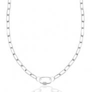 Roestvrij stalen (RVS) Stainless steel schakelkettingen ovaal sluiting Zilver