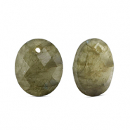 Natuursteen bedels glas ovaal Light gray