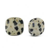 Natuursteen kralen dalmatian stone vierkant Greige-black