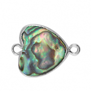 Zoetwaterparels tussenstuk hart Silver-ocean green