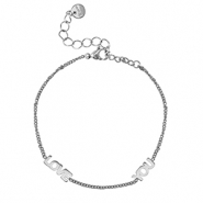 Roestvrij stalen (RVS) Stainless steel armbanden ''LOVE YOU'' Silver