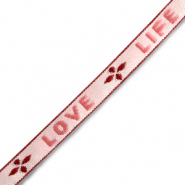 Lint met tekst "love life" Pink-warm red