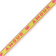 Lint met tekst "amour" Neon green-pink