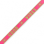 Lint met tekst "good vibes" Neon pink-green