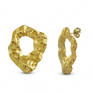 Roestvrij stalen (RVS) Stainless steel oorbellen / oorstekers rond Gold