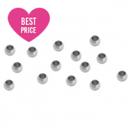 Roestvrij stalen (RVS) stainless steel onderdelen knijpkralen 3mm Zilver