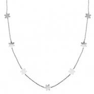 Roestvrij stalen (RVS) Stainless steel kettingen bloem Silver