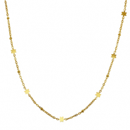 Roestvrij stalen (RVS) Stainless steel kettingen bloem Gold