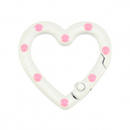 Gekleurde onderdelen sleutelhanger hart White-pink