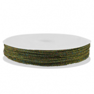 Macram&eacute; draad gevlochten 1mm Dark green-multicolour metallic