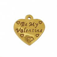 Roestvrij stalen (RVS) Stainless steel bedels hart Gold