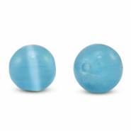 6 mm glaskralen Cat's eye Sky blue
