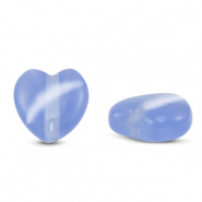 Glaskralen Cat's eye hart Lavender blue