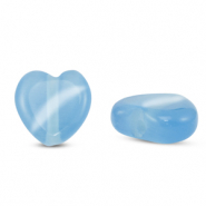 Glaskralen Cat's eye hart Blue