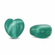 Glaskralen Cat's eye hart Dark green