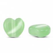 Glaskralen Cat's eye hart Light green