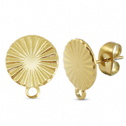 Roestvrij stalen (RVS) Stainless steel onderdelen oorbellen / oorstekers rond met oogje Gold