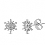 Roestvrij stalen (RVS) Stainless steel oorbellen / oorstekers zon Silver