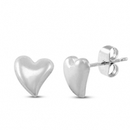 Roestvrij stalen (RVS) Stainless steel oorbellen / oorstekers hart Silver