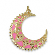 Brass TQ metaal bedels maan Gold-pink