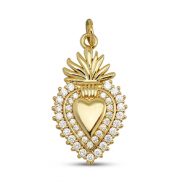 Brass TQ metaal bedels zirkonia hart Gold