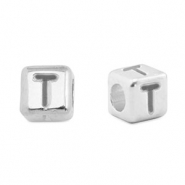 Letterkralen DQ metaal T Antiek zilver (nikkelvrij)