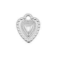 Roestvrij stalen (RVS) Stainless steel bedels hart Silver