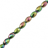 Hematite kralen ovaal 5mm facet geslepen Green-pink-AB coating