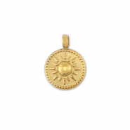 Roestvrij stalen (RVS) Stainless steel bedels rond met zon Gold