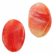 Half edelsteen kralen ovaal Orange red opal
