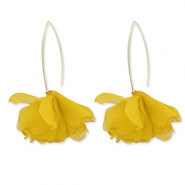Trendy oorbellen chiffon bloem Yellow-gold