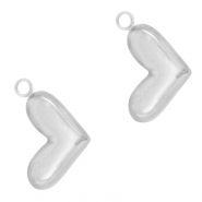 Roestvrij stalen (RVS) Stainless steel bedels hart Silver