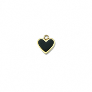 Roestvrij stalen (RVS) Stainless steel bedels hart Gold-black
