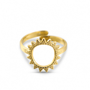 Roestvrij stalen (RVS) Stainless steel ringen bloem Gold