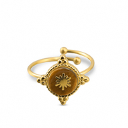 Roestvrij stalen (RVS) Stainless steel ringen sneeuwvlok Gold-brown